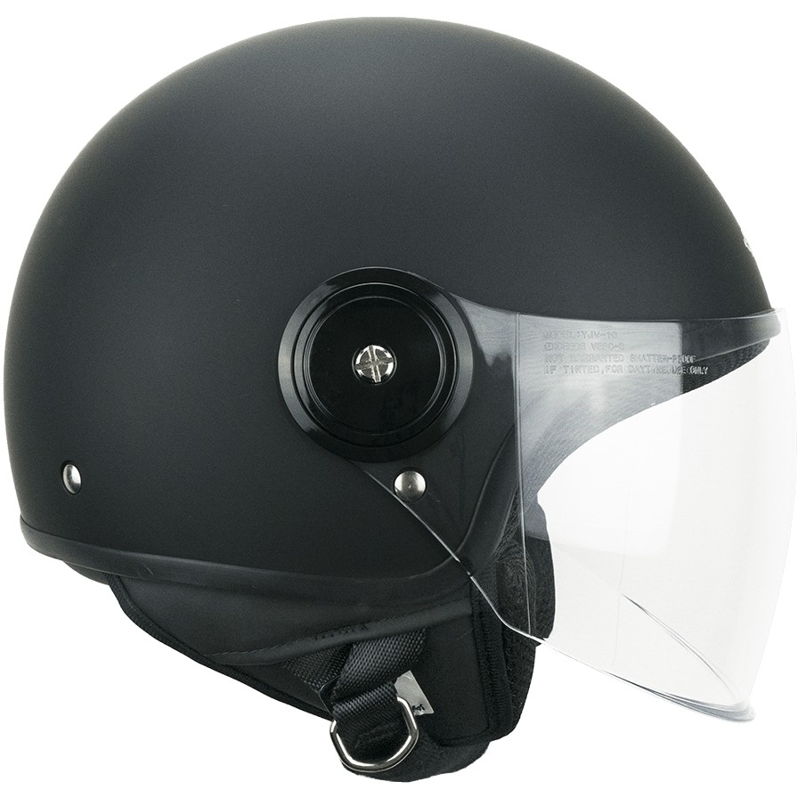 Demi-Jet Motorcycle Helmet Ska-P 1WH WOLLI MONO Long Black Opaque Visor