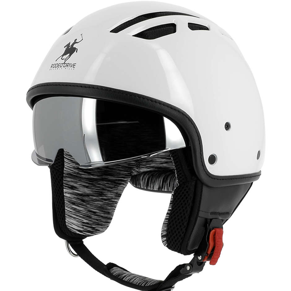Demi Jet Scotland RD114 Aerated Glossy White Motorcycle Helmet