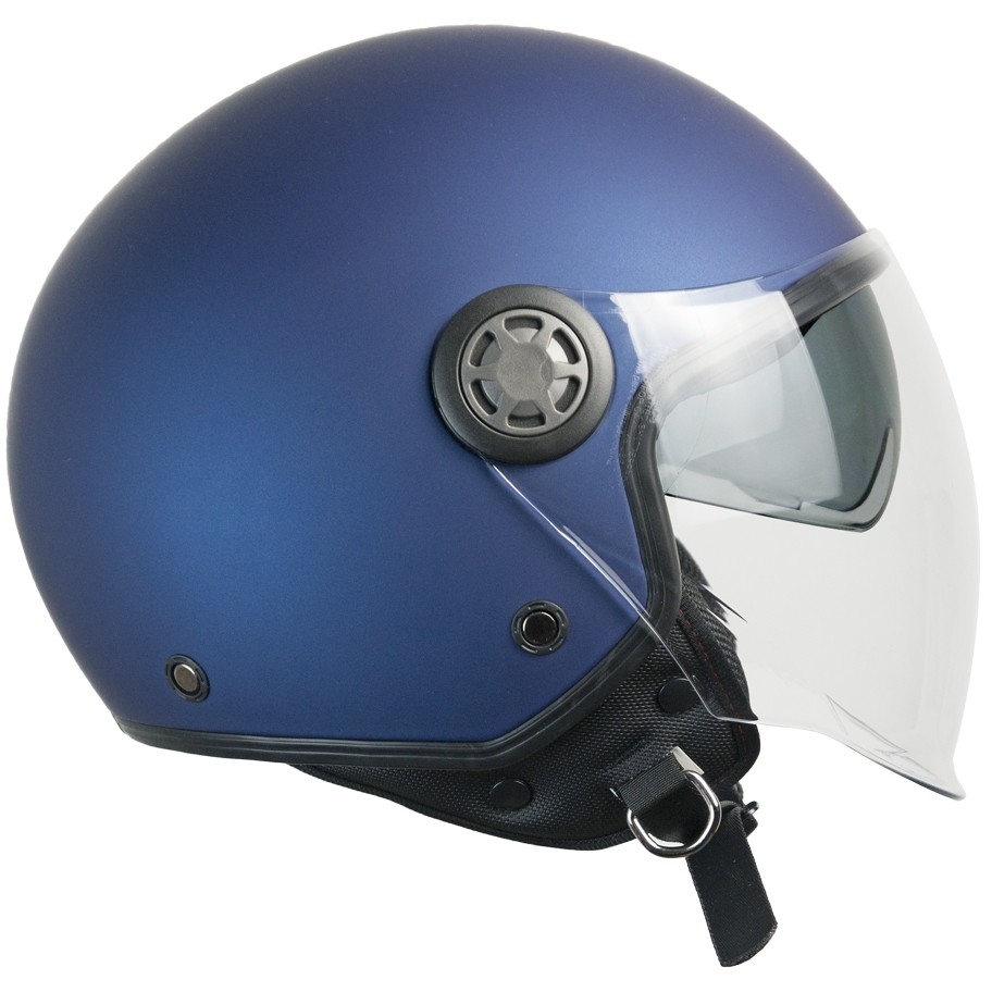 Demi-Jet Ska-P 1SH ZED Mono Blue Satin Motorcycle Helmet