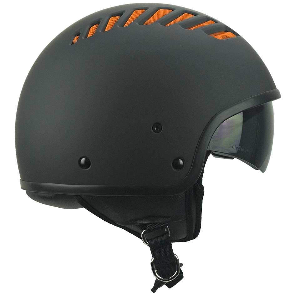 Demi-Jet Ska-P 1T TIKI MONO motorcycle helmet Matt Black Orange Network