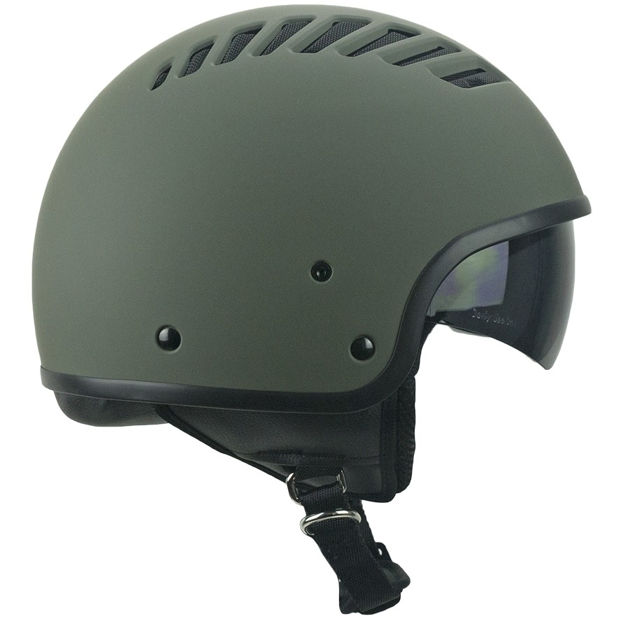 Demi-Jet Ska-P 1T TIKI MONO Motorcycle Helmet Matte Green Black Network