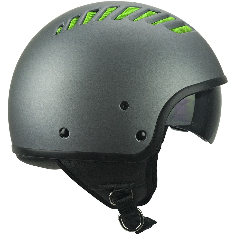 Demi-Jet Ska-P 1T TIKI MONO motorcycle helmet Satin Anthracite Green Fluo Network