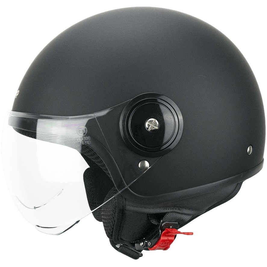 Demi-Jet Ska-P 1WH WOLLI MONO Motorcycle Helmet Matte Black Shaped Visor