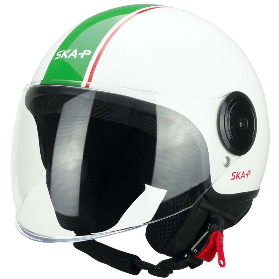 Demi-Jet Ska-P 1WI WOLLI ITALIA Motorcycle Helmet White Red Green
