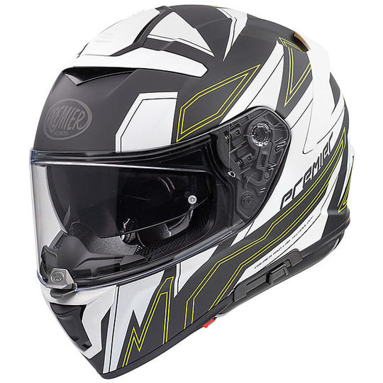 DEVIL EL Y BM Premier Integral Motorcycle Helmet White Black Matt Green