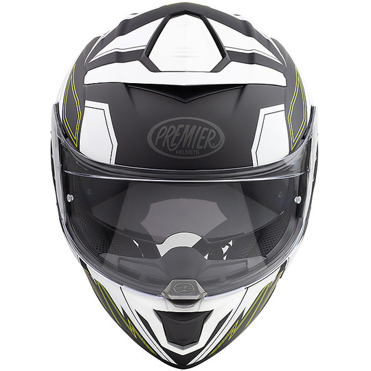 DEVIL EL Y BM Premier Integral Motorcycle Helmet White Black Matt Green