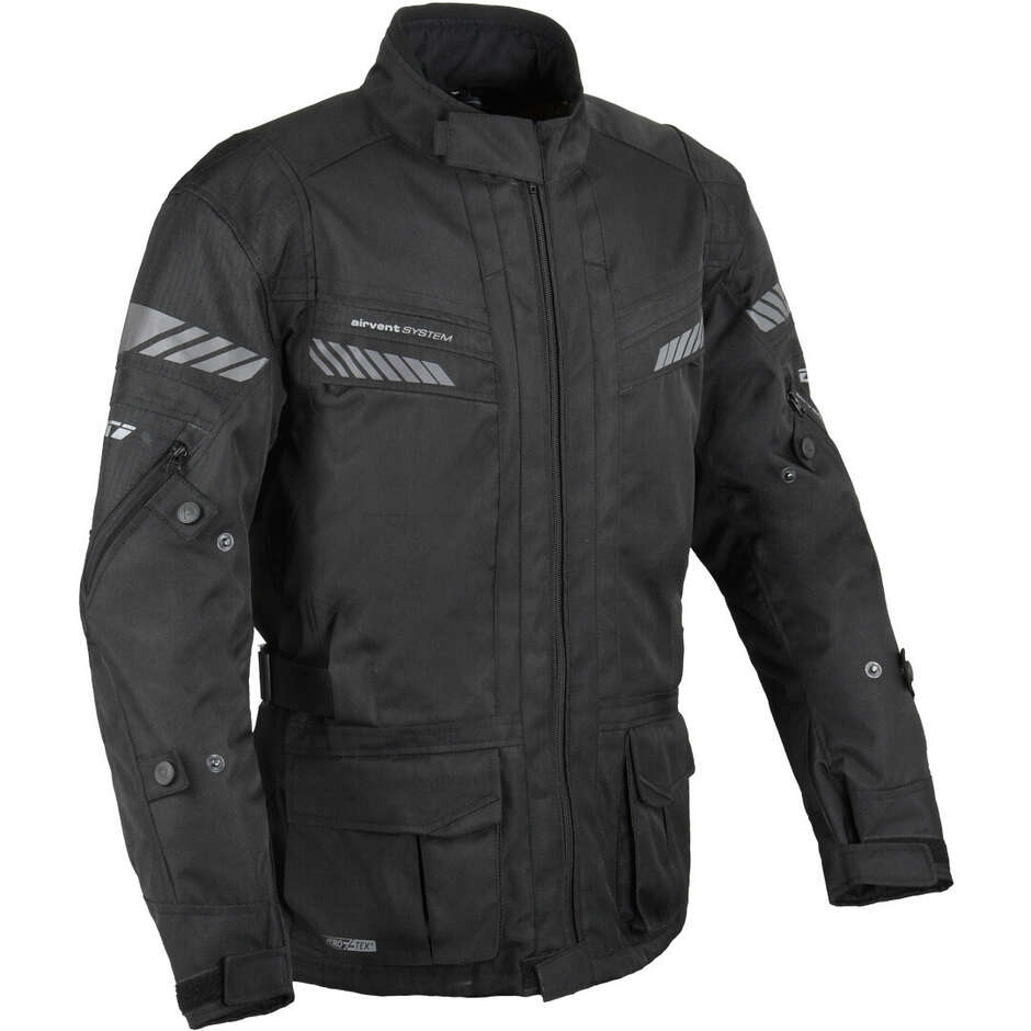 DIFI Explore Aerotex Motorradjacke aus schwarzem Stoff