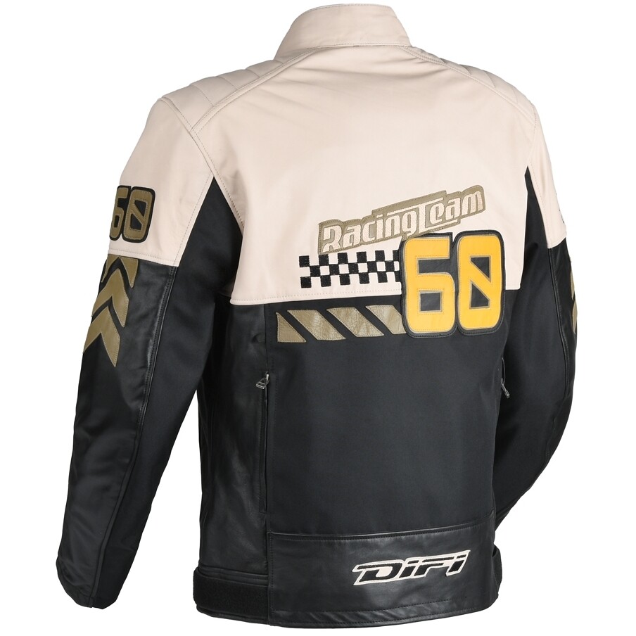 DIFI Iconic Black Beige Motorcycle Jacket