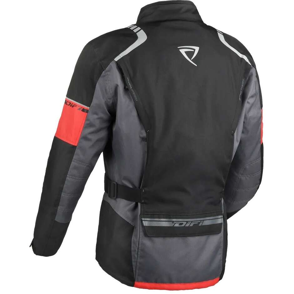 DIFI Navigator Aerotex Stoff Motorradjacke Schwarz Rot