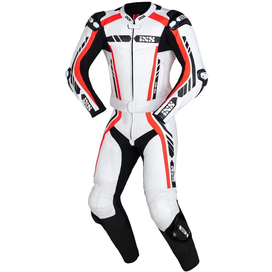 Divisible Coverall 2pcs. Ixs LD RS-800 1.0 Professional Leather Motorcycle White Black Red