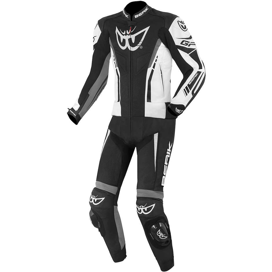 Divisible Leather Motorcycle Suit 2 Pieces Berik 2.0 181327 White Black Gray