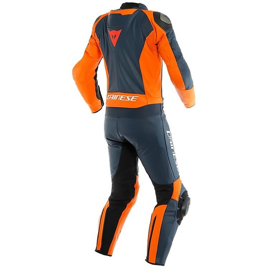 Divisible Leather Motorcycle Suit 2pcs Dainese MISTEL Black-Iris Orange