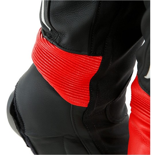 Divisible Leather Motorcycle Suit 2pcs Dainese MISTEL Black Red Fluo