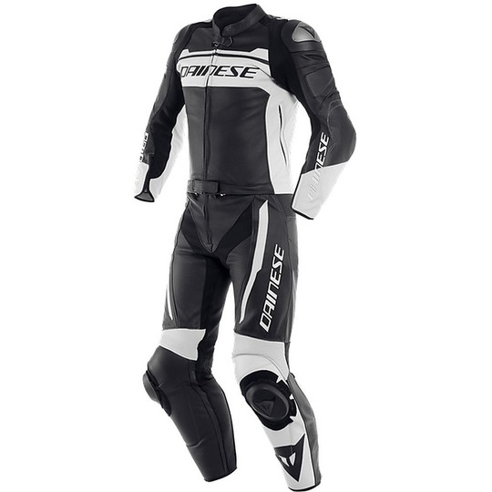 Divisible Leather Motorcycle Suit 2pcs Dainese MISTEL Black White