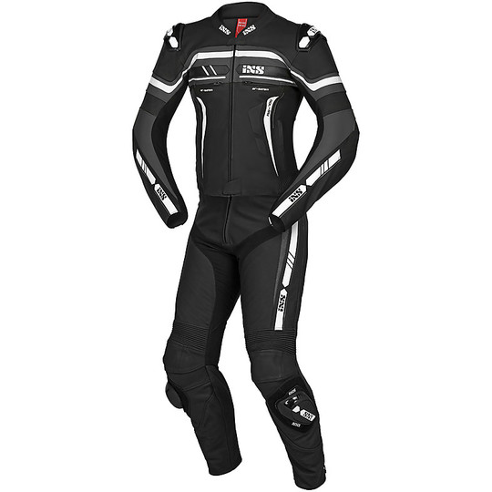 Divisible Moto Suit In Ixs LD Leather Professional RS-700 2pcs. Black Gray White