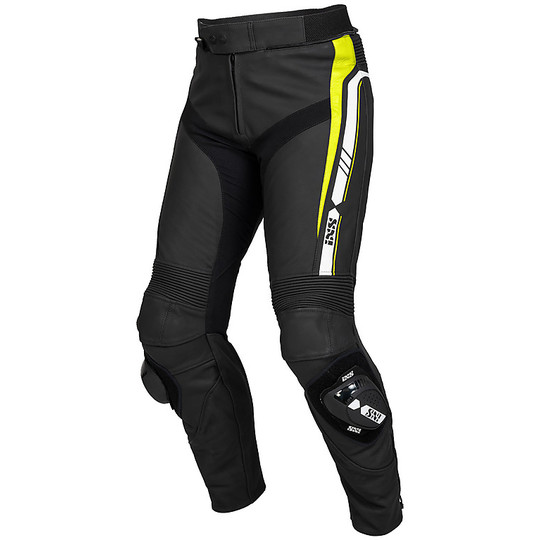 Divisible Moto Suit In Ixs LD Leather Professional RS-700 2pcs. Black Yellow Fluo White
