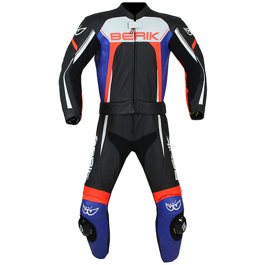 Divisible Motorcycle Suit In Leather Berik 2.0 Ls1-9112 Black Blue Red White