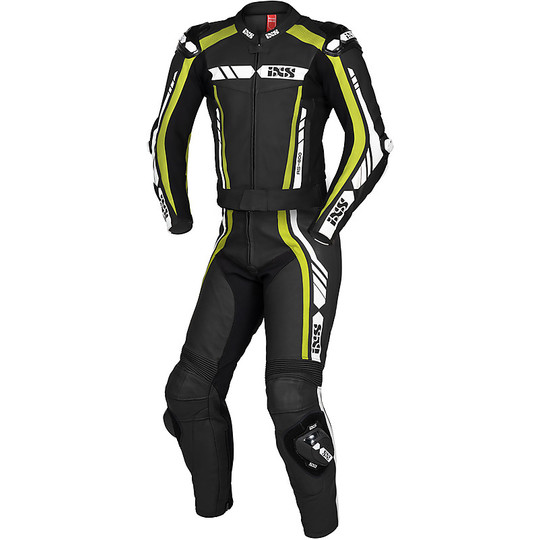 Divisible Overalls 2pcs Moto Ixs Professional Leather LD RS-800 1.0 Black Yellow Fluo White
