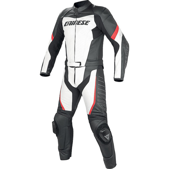 Divisible overalls Moto Racing Dainese Leather White Black Red