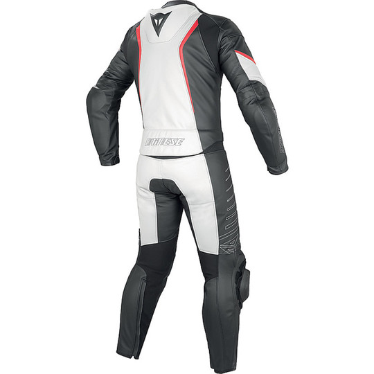 Divisible overalls Moto Racing Dainese Leather White Black Red