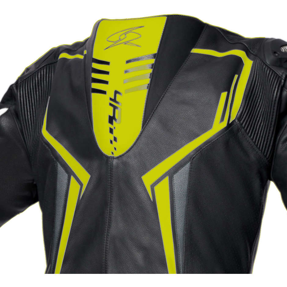 Divisible Perforated Motorcycle Suit Spyke ASSEN SPORT 2.0 Black White Yellow Fluo