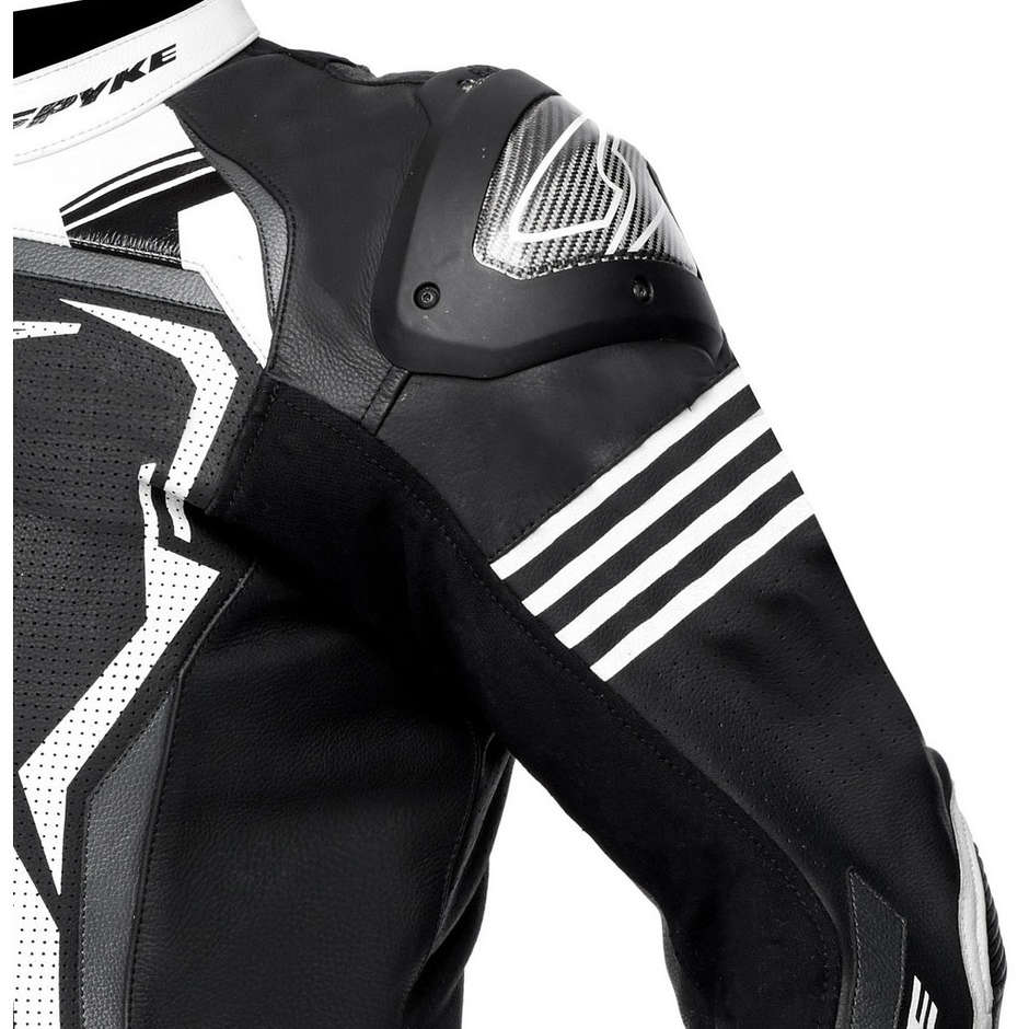 Divisible Perforated Motorcycle Suit Spyke ASSEN SPORT 2.0 Black White