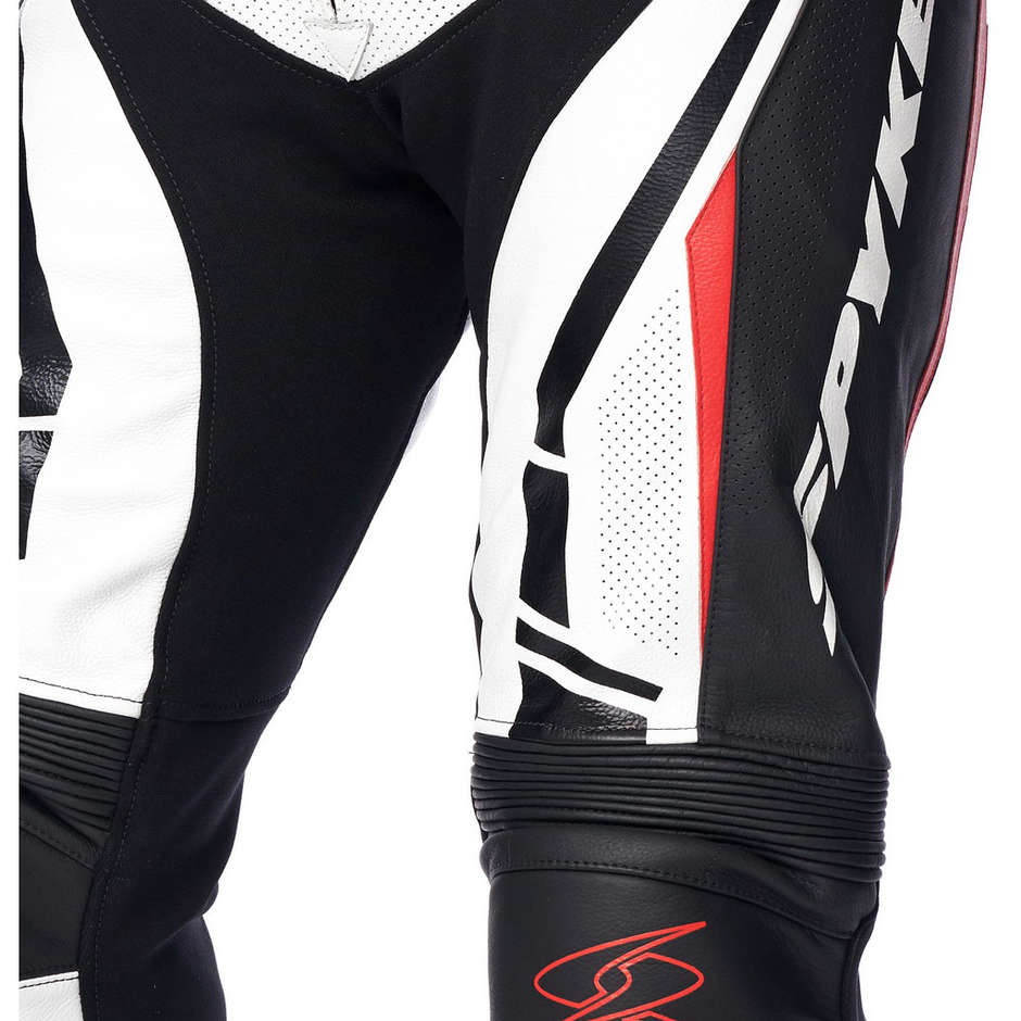 Divisible Perforated Motorcycle Suit Spyke ASSEN SPORT 2.0 White Red Black