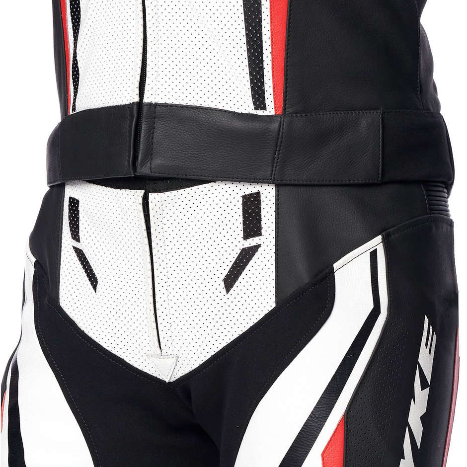Divisible Perforated Motorcycle Suit Spyke ASSEN SPORT 2.0 White Red Black
