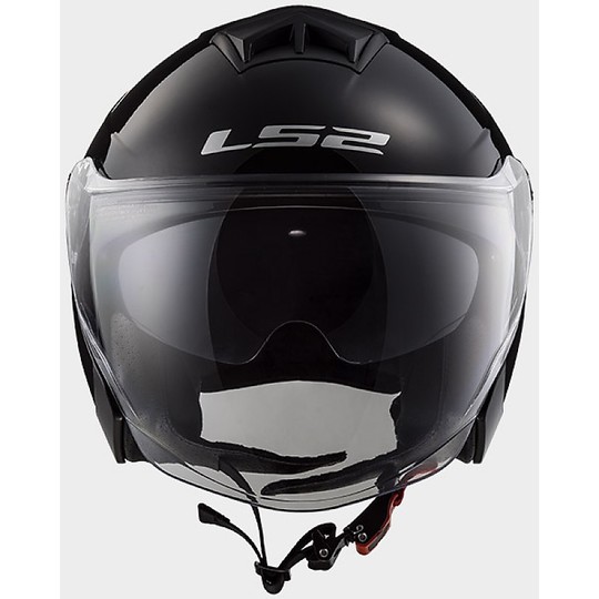 Doppelmasken-Motorrad-Sturzhelm Jet LS2 OF573 TWISTER Gloss Black