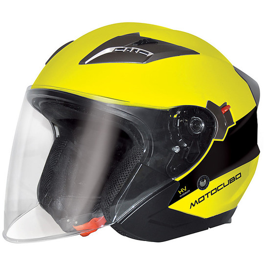 Doppelmasken-Motorrad-Sturzhelm Jet Motocubo Tourer Yellow High Visibility