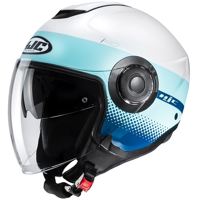 HJC I40 Motorradhelm – Semi Flat, Weiß, Größe M, Polycarbonat, Integriertes Sonnenvisier, Microlock-Verschluss