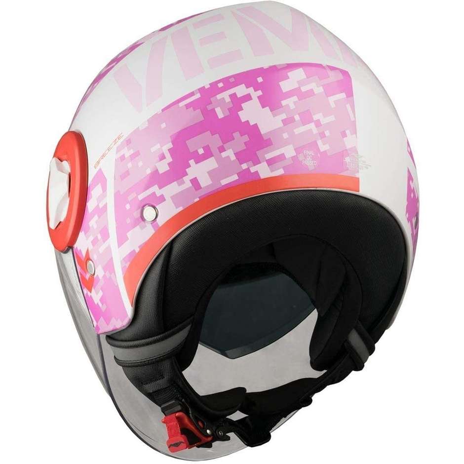 Doppelvisier Motorradhelm Jet Vemar BREEZE Camo Pink Weiß