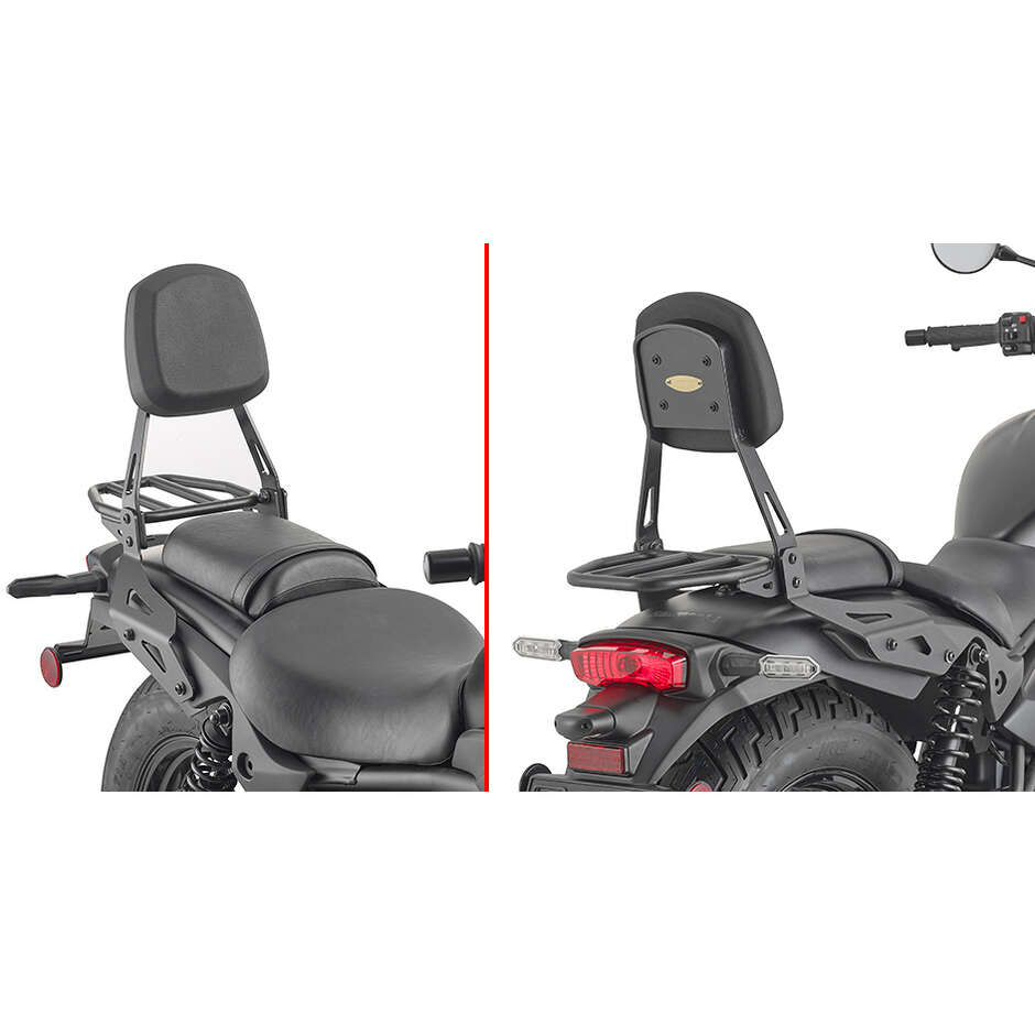 Dossier noir spécifique avec porte-bagages Givi TS4134C pour KAWASAKI Eliminator 500 (24 > 26)