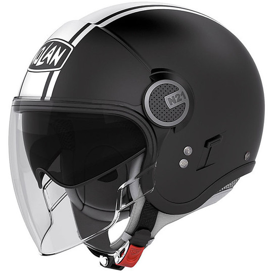 Double Jet Mini-Jet Motorcycle Helmet Nolan N21 Visor Duet 007 Black Opaco White