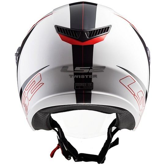 Double LS2 Visor Moto Jet Helmet OF573 TWISTER Plane White Black Red