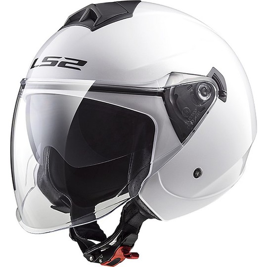 Double LS2 Visor Moto Jet Helmet OF573 TWISTER White Glossy