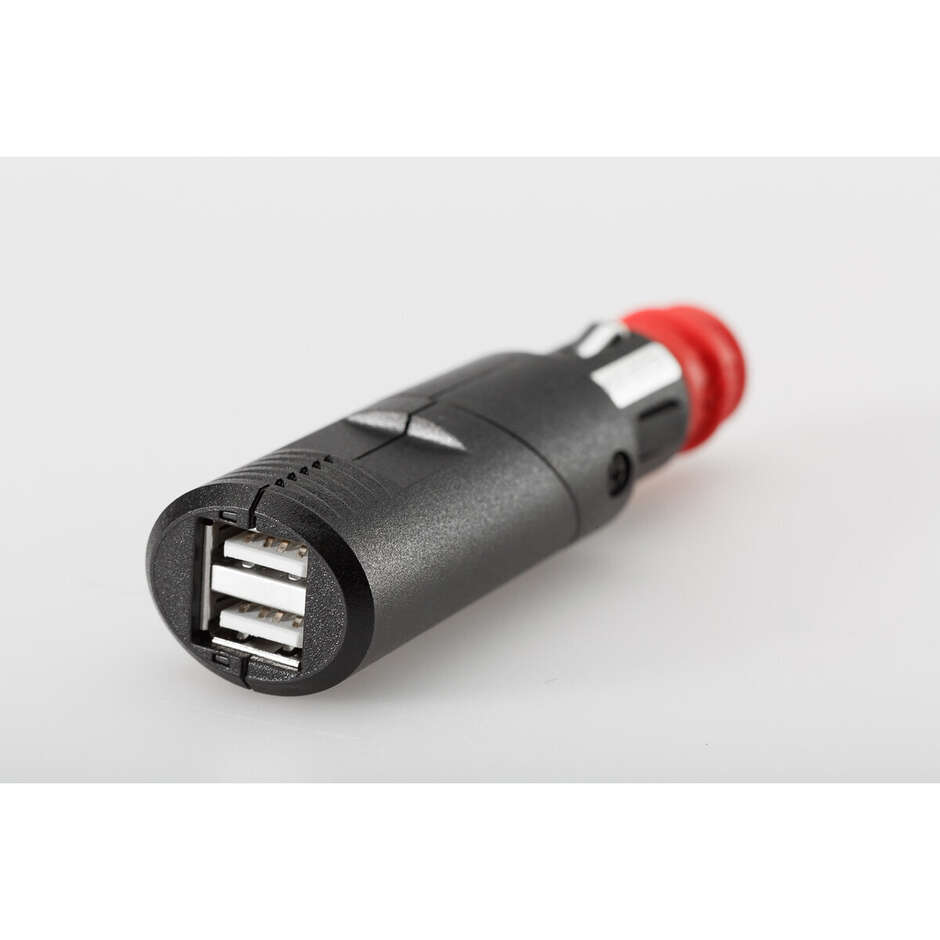 Double USB Charging Socket with Universal Plug Black Sw-Motech EMA.00.107.12200 For car socket 2x2100 mA 12V