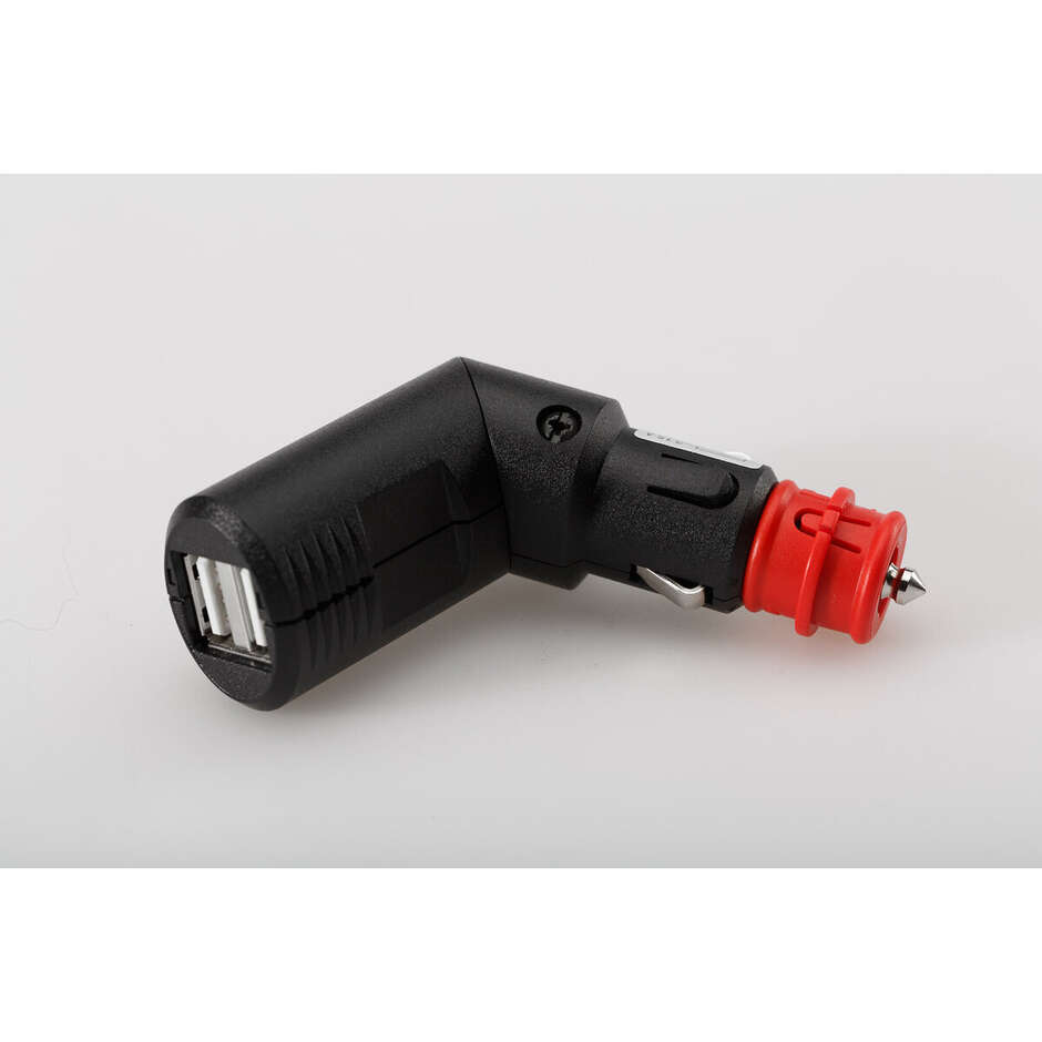 Double USB Charging Socket with Universal Plug Black Sw-Motech EMA.00.107.12200 For car socket 2x2100 mA 12V