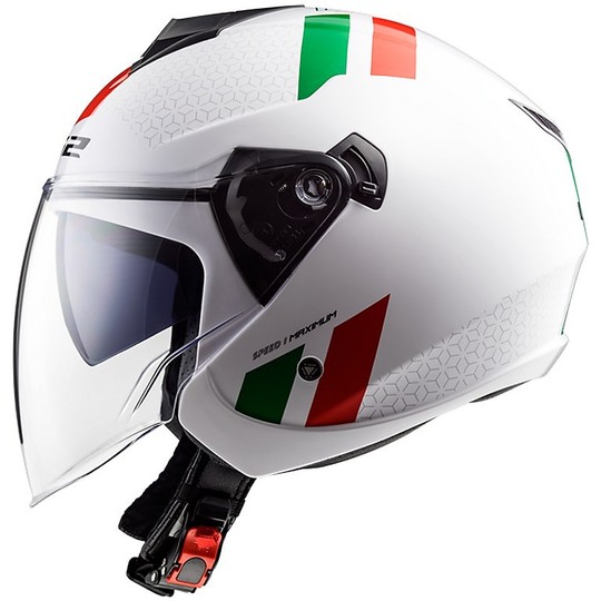 Double Vision LS2 Jet Motorcycle Helmet OF573 TWISTER Combo White Red Green