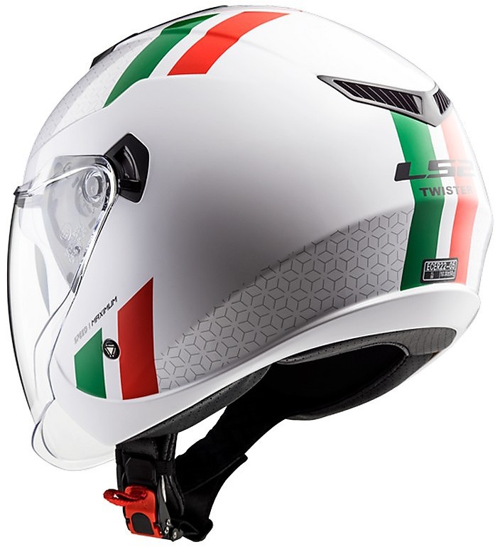 Double Vision LS2 Jet Motorcycle Helmet OF573 TWISTER Combo White Red