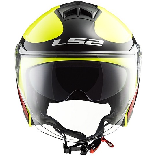 Double Vision LS2 Jet Motorcycle Helmet OF573 TWISTER Plane Yellow Black Red