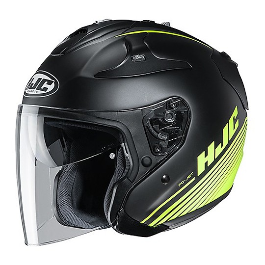 Double Visor Fiber Helmet HJC FG-JET PATON MC4hSF Matt Black Yellow Fluo