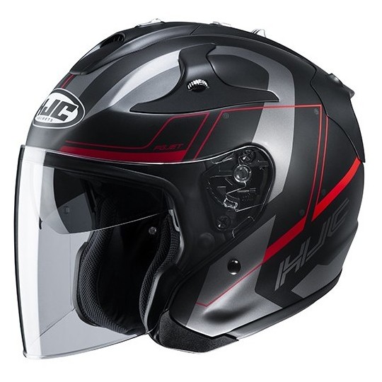 Double Visor Jet Helmet in HJC Fiber FG-JET KOMINA MC1SF Matt Black Red