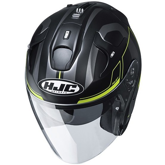Double Visor Jet Helmet in HJC Fiber FG-JET KOMINA MC4HSF Matt Black Yellow