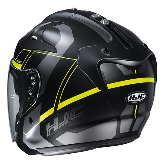 Double Visor Jet Helmet in HJC Fiber FG-JET KOMINA MC4HSF Matt Black Yellow