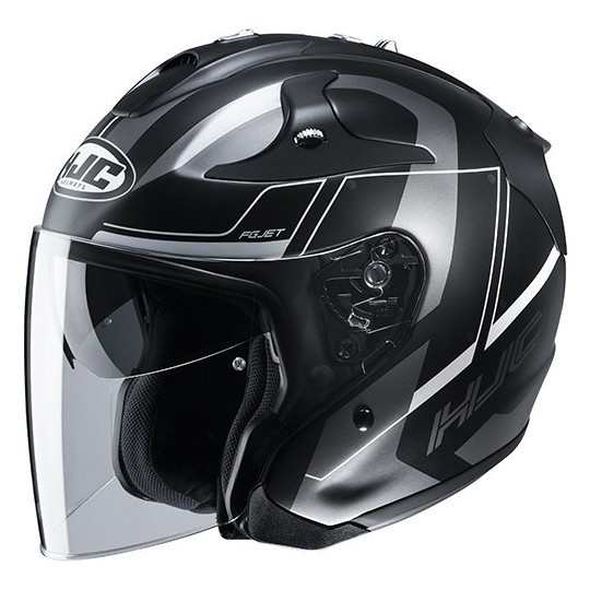 Double Visor Jet Helmet in HJC Fiber FG-JET KOMINA MC5SF Black Matt White