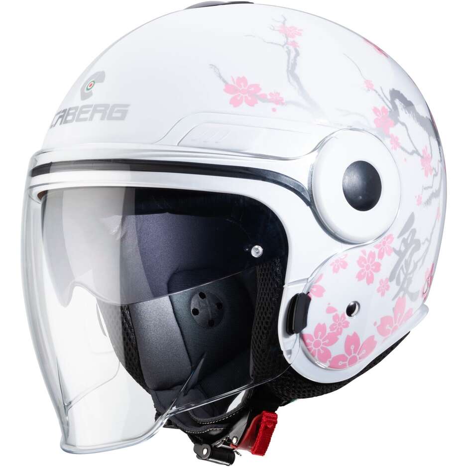 Double Visor Jet Helmet Jet Caberg UPTOWN BLOOM White Silver Pink