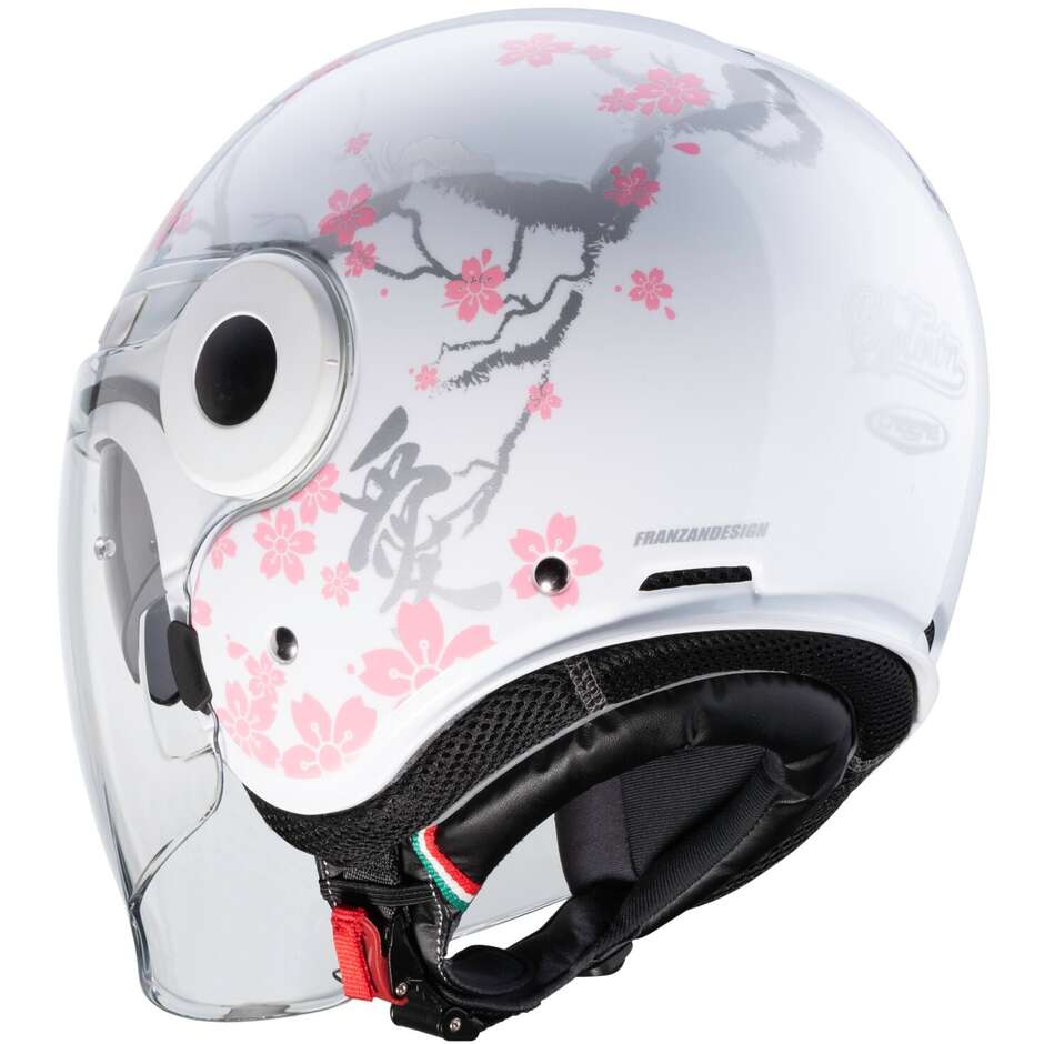 Double Visor Jet Helmet Jet Caberg UPTOWN BLOOM White Silver Pink