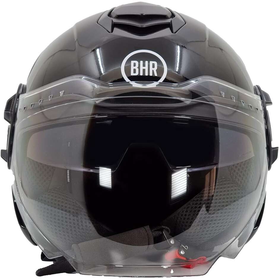 Double Visor Jet Motorcycle Helmet Bhr 830 Flash Metallic Black