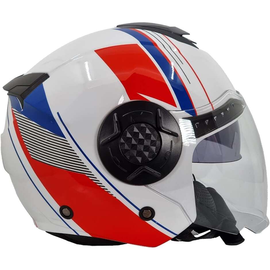 Double Visor Jet Motorcycle Helmet Bhr 830 Flash White Red Blue